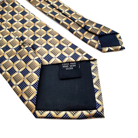 Protocol Mens Necktie Accessory Office Work Casual Dad Gift Polyester Gold Black - Picture 4 of 5